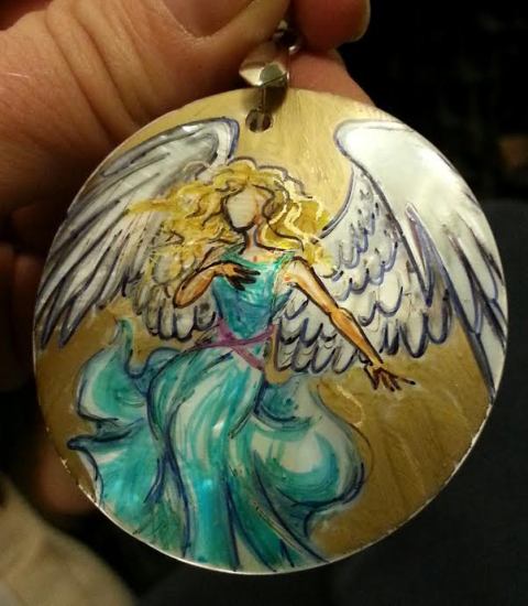 custom request, angel pendant on shell